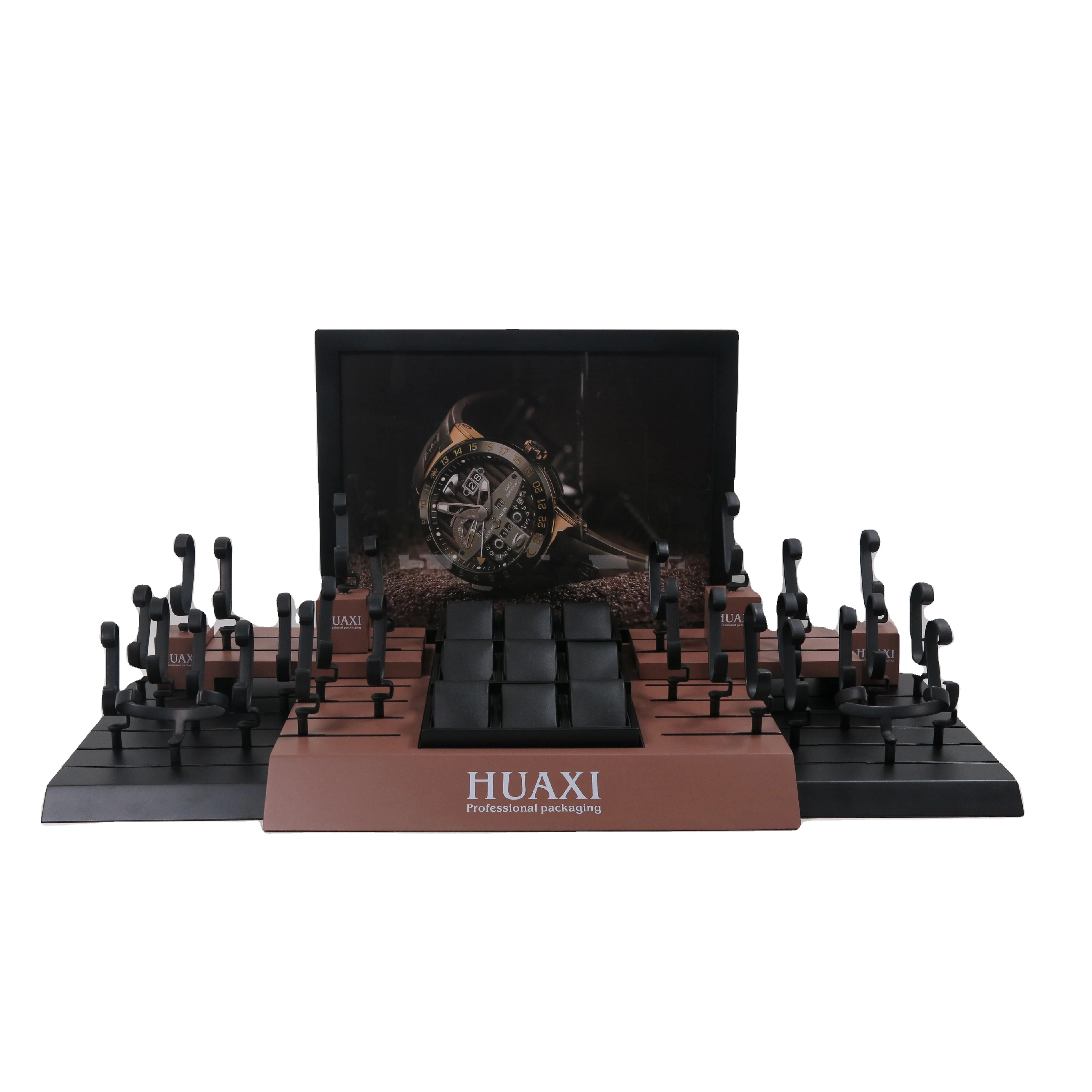 Oem Luxury Wood  Watch Stand Counter Watch Display Holder Stand Watch Display Stand Exhibitor Cabinet Rack Holder Bracket