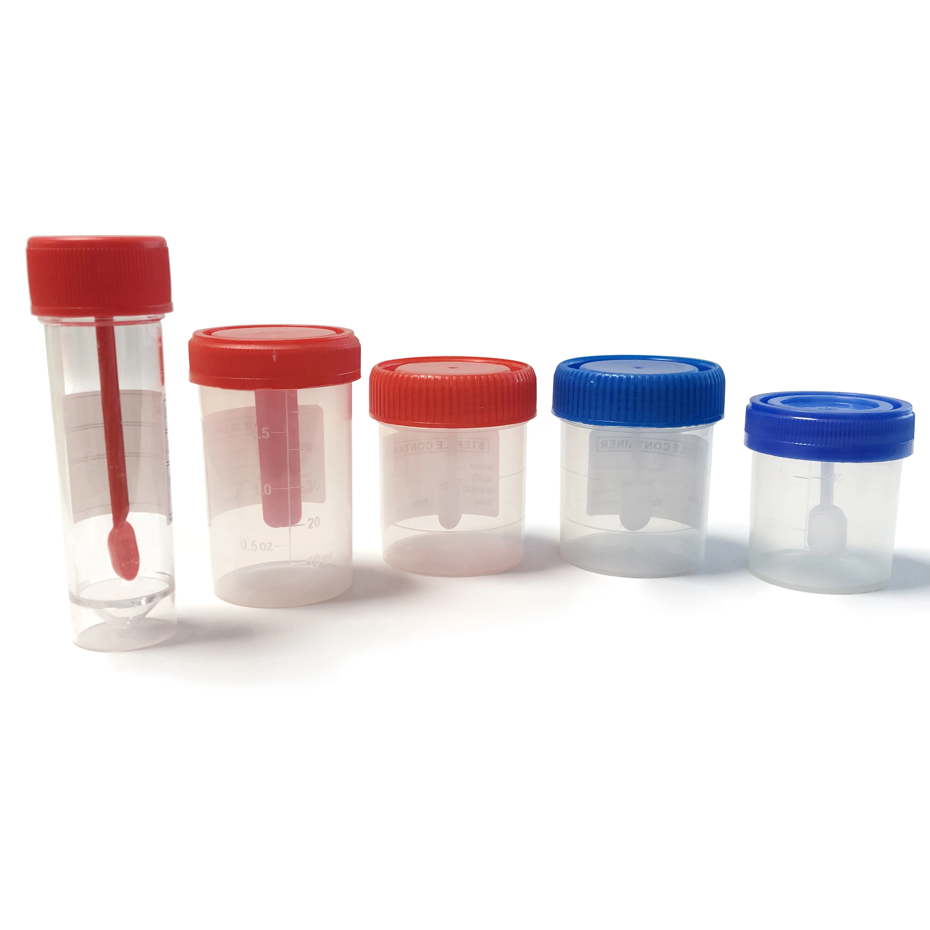 Одноразовый стерильный пластиковый контейнер для пациента с винтовой крышкой и ложкой