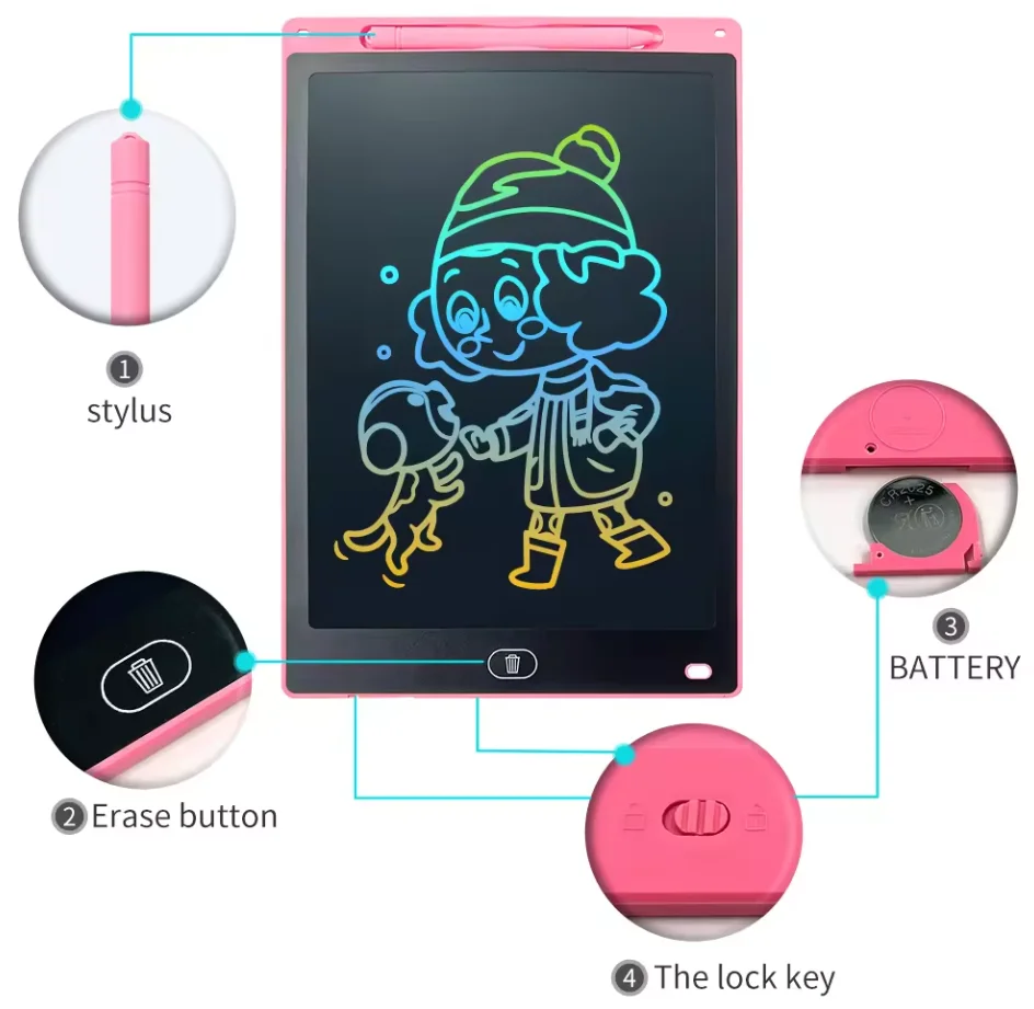 12-дюймовая ЖК-доска для почерка гладкого легкого портативного рисования расчета и каллиграфии
