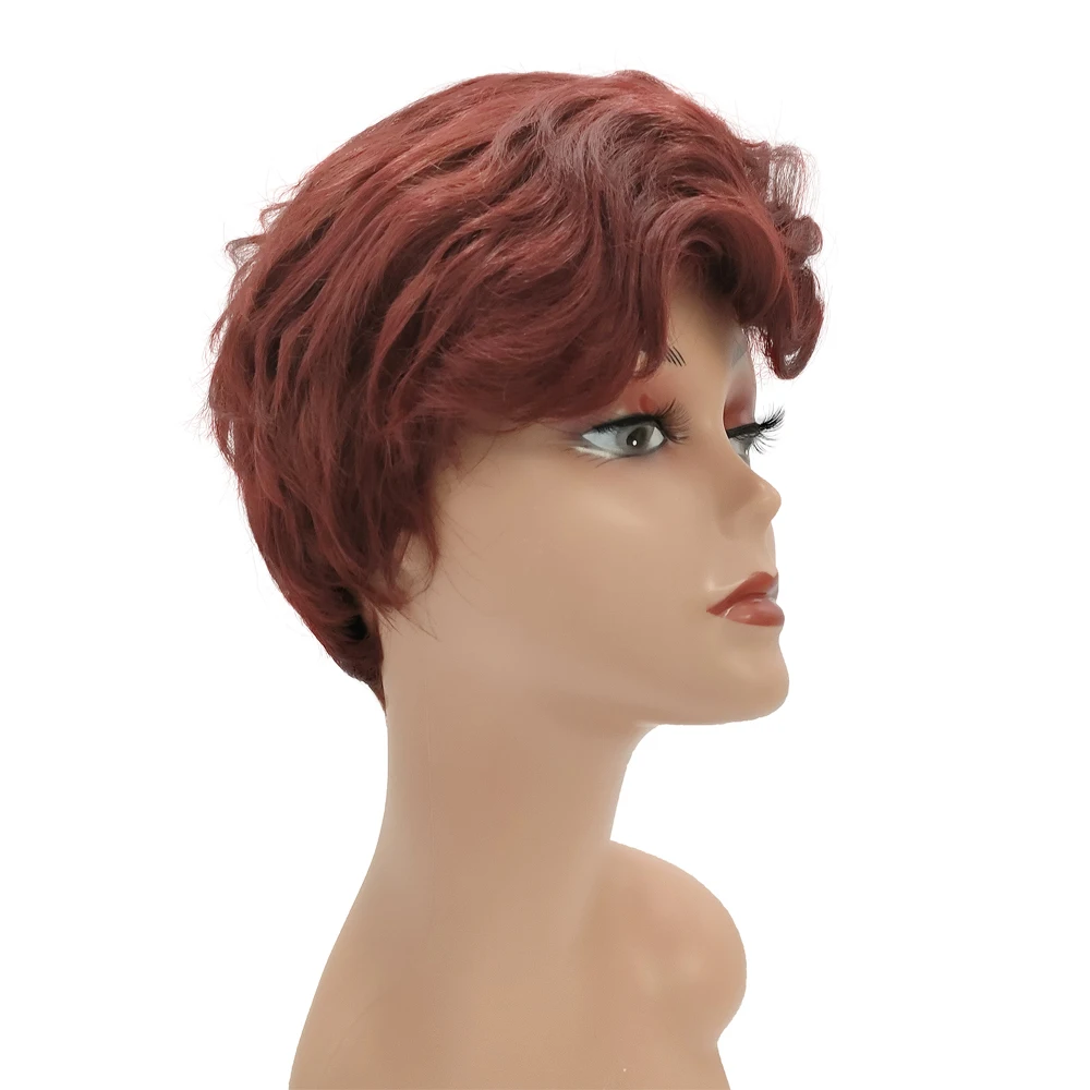 Wholesale Vendor Natural Wave Hair Wigs Black Hair 100% Brazilian Virgin Human Hair Short Curly Synthetic Fiber