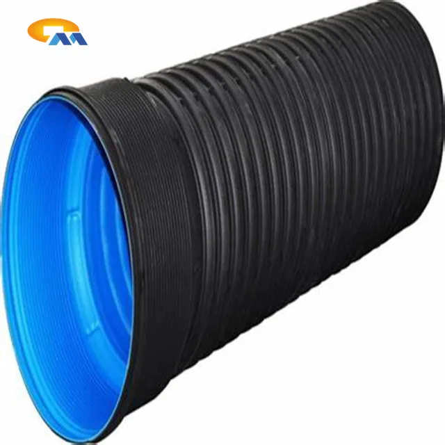 China factory supply black outside and yellow inside  large diameter  double wall HDPE corrugated drainage pipe