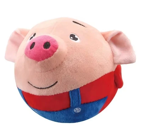 Active Moving USB Rechargeable Interactive Washable Cartoon Pig Plush Sound Electronic Dog Toy Interactive Chewable Cover Ball