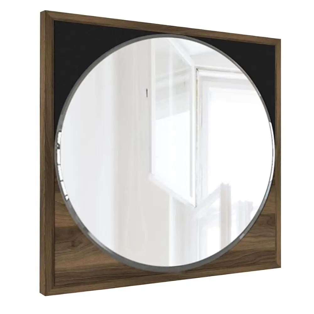 Exclusive Valdes Modern Best Price Wall Mirror Walnut Black Wooden