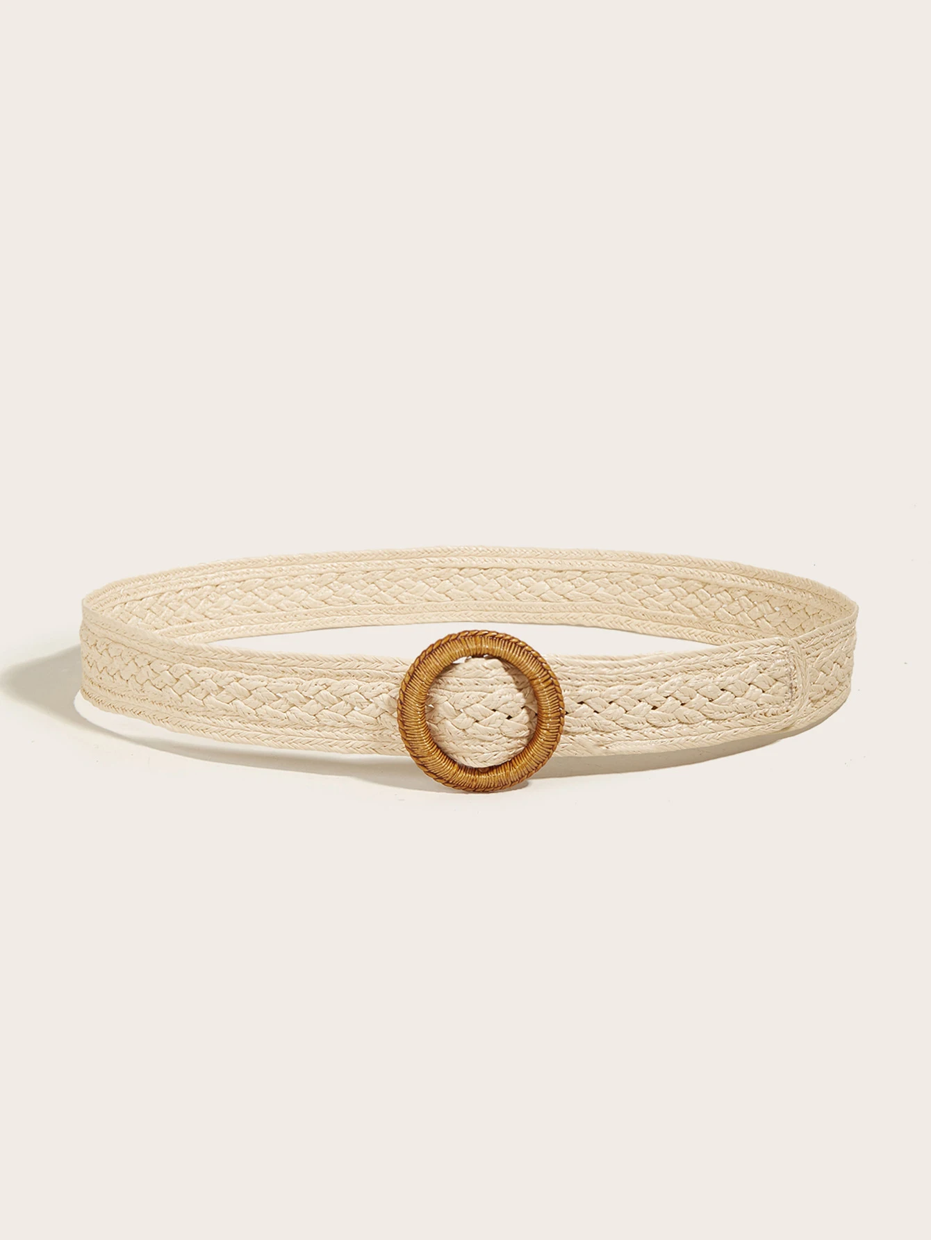 Casual Bohemian Style Round Buckle PP Straw Woven Women Belt For Summer