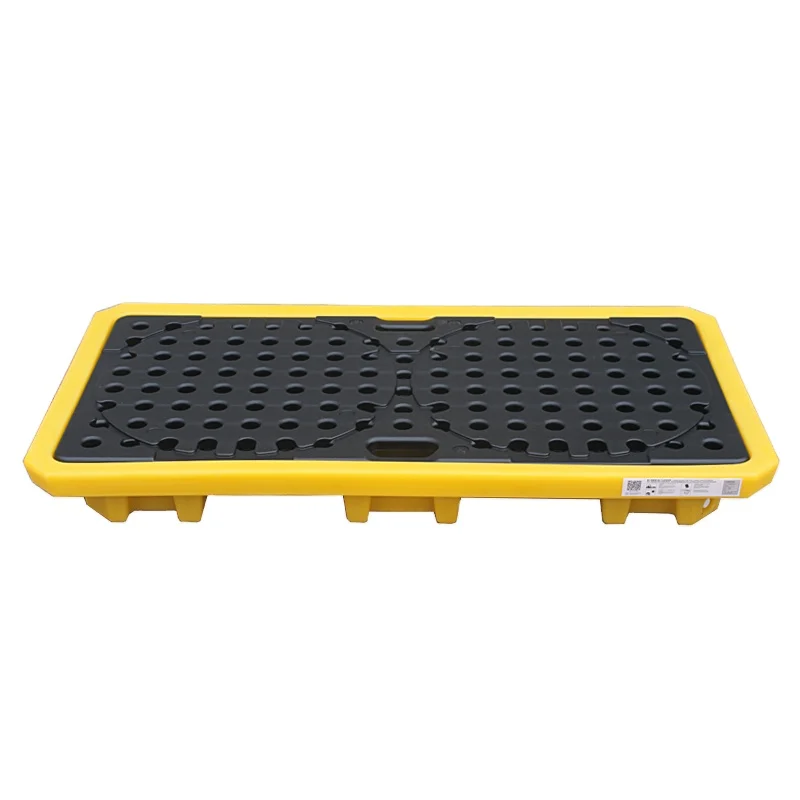 100*680*1300 Customizable 2 Drum oil drum storage spill contain pallet with yellow chassis  oil spill pallet