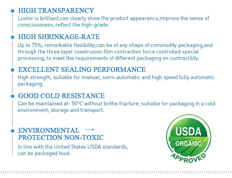 Custom Large Diameter POF  Single wound/center fold Shrink Plastic Wrap Film