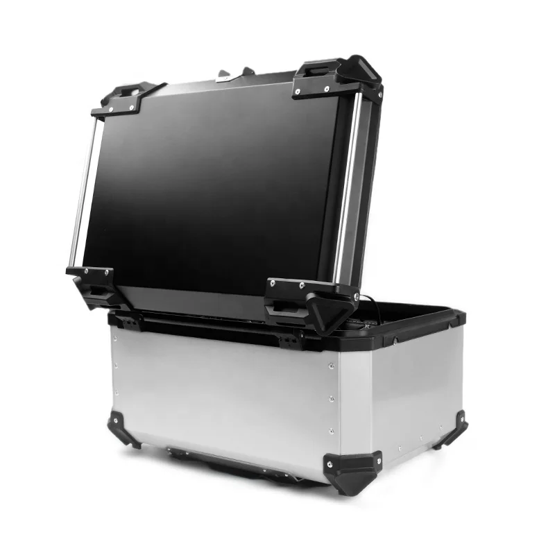 65 Liter Aluminum Alloy Plate X Embossing Motorcycle Waterproof Quick Release Top Box Rear Rack Case Helmet Case
