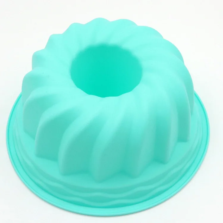 Non Stick Silicone Spiral round chiffon donut Cake Mold 9 inch Fluted Tube Cake Pan molde