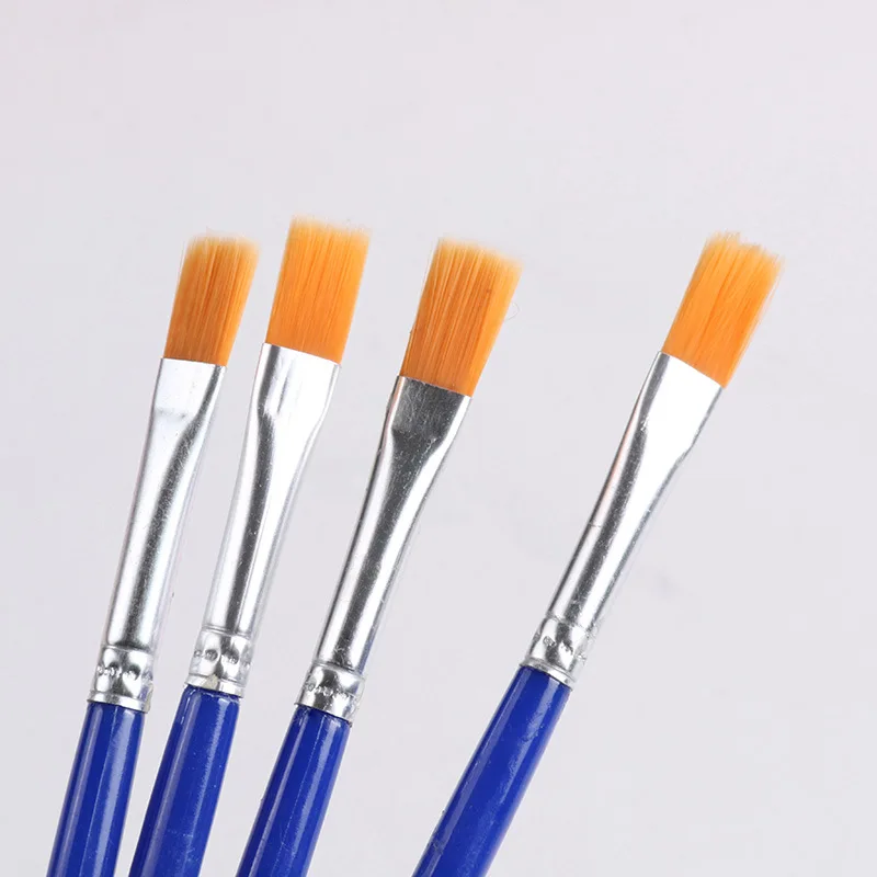 Cheap Durable Art Supplies Multi-specification Digital Oil Paintbrush Blue Plastic Handle Nylon Brush