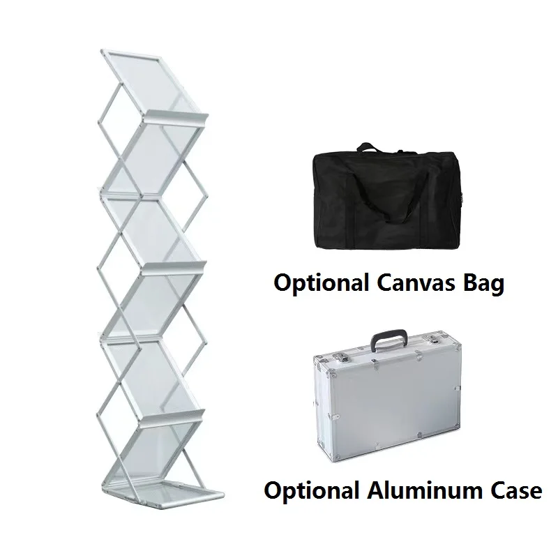 Double sided Literature Display  Promotional A4 Fold-able Display rack Brochure holder 6 pocket Layers  Portable Stand