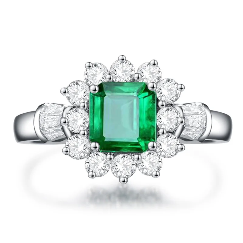 Wholesale jewelry gold plated 18k diamond band emerald stone ring