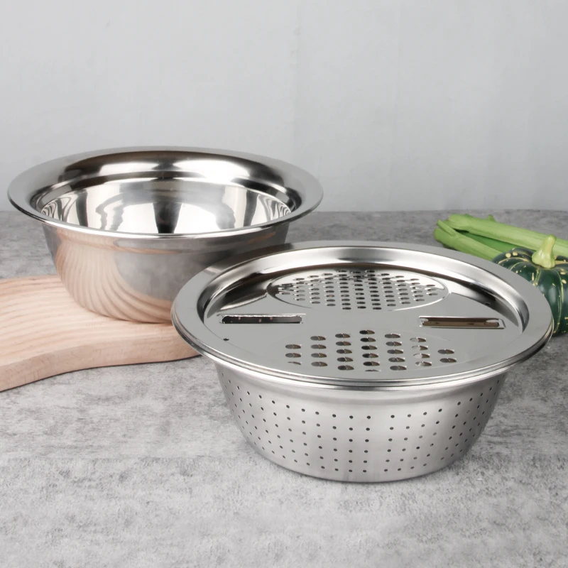 New Kitchenwares Fruit Vegetable 3 Pcs Colander Set Stainless Steel Rice Wash Sieve Basket Strainer