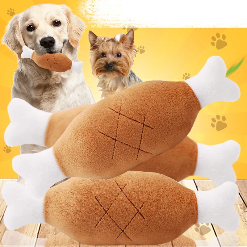 Chicken Leg Bone Shape Plush Toy Soft Plush Chew Squeaky Play Dog Toy Sounding Toy For Pet Dog Cat Puppy