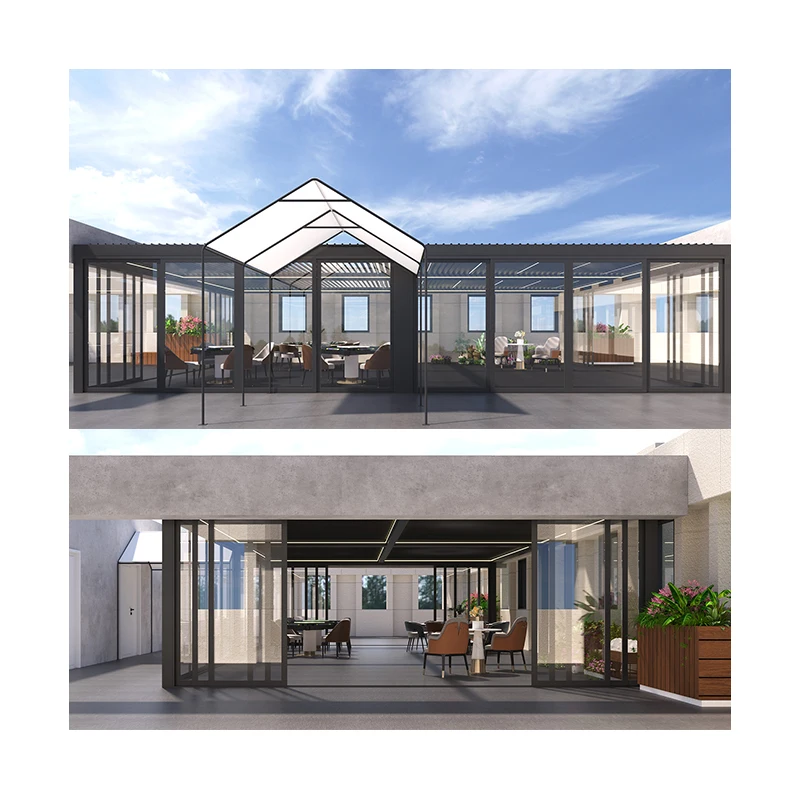 China Manufacturer Customized With Glass Door Aluminium Electric Gazebo Outdoor Pergola Waterproof