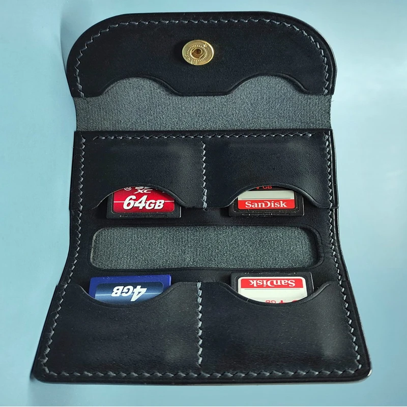 Mini Portable Pocket SD Card Case Leather Memory Card Holder Case Organizer Storage for Micro SD Cards