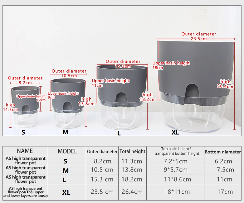 Deepbang Wholesale Planters Indoor Plants Automatic Self Watering Plant Pots Round Shape Planter Transparent Garden Flower Pots