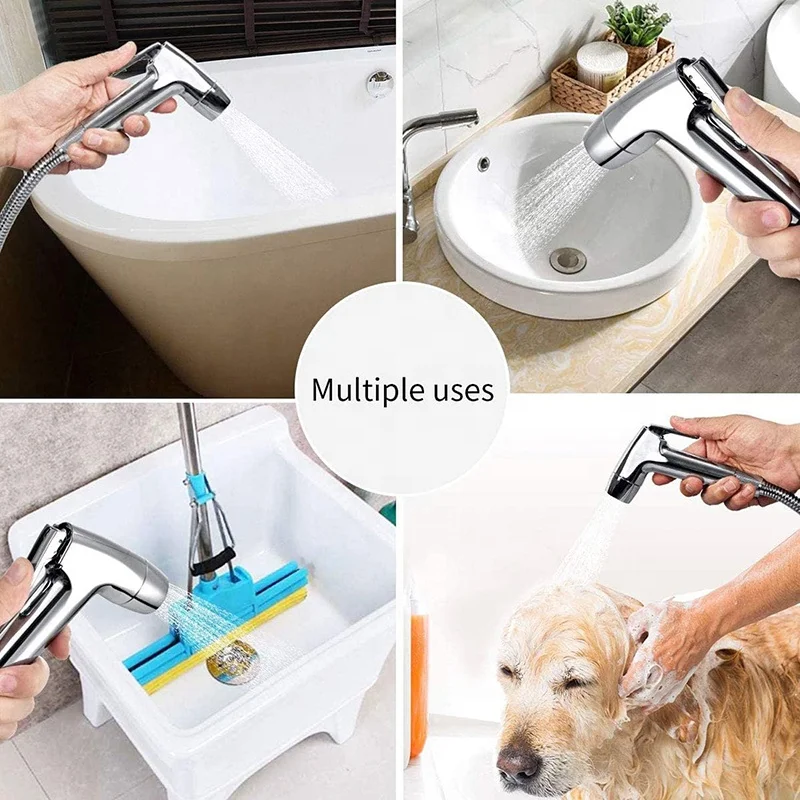 Bathroom 2 Mode Spray Water Clean Chrome ABS Handheld Bidet Sprayer for Toilet