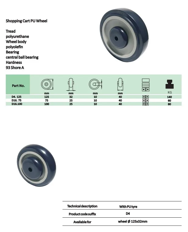 SQ Castor shopping cart PU caster wheel polyurethane Supermarket Trolley wheels