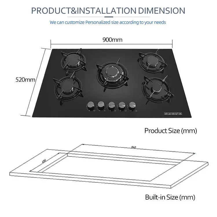 Cost-effective Kitchen Appliances Suitable Gas Cooktop Exquisite Workmanship Household Cooker Gas Stove With 5 burners