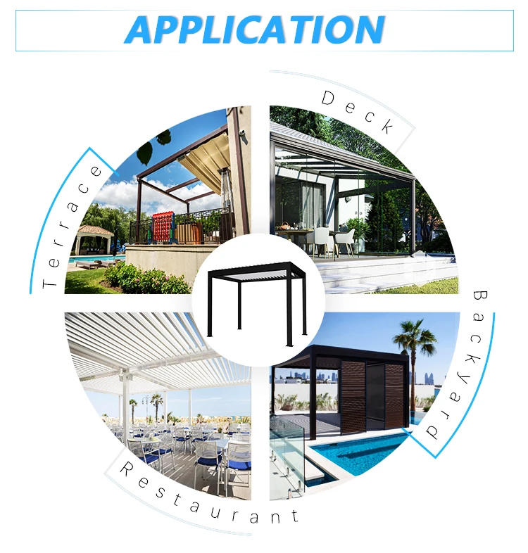 3x3 6x6 Veranda remote automatic garden patio canopy shade balcony corner aluminium retractable pergola esterna