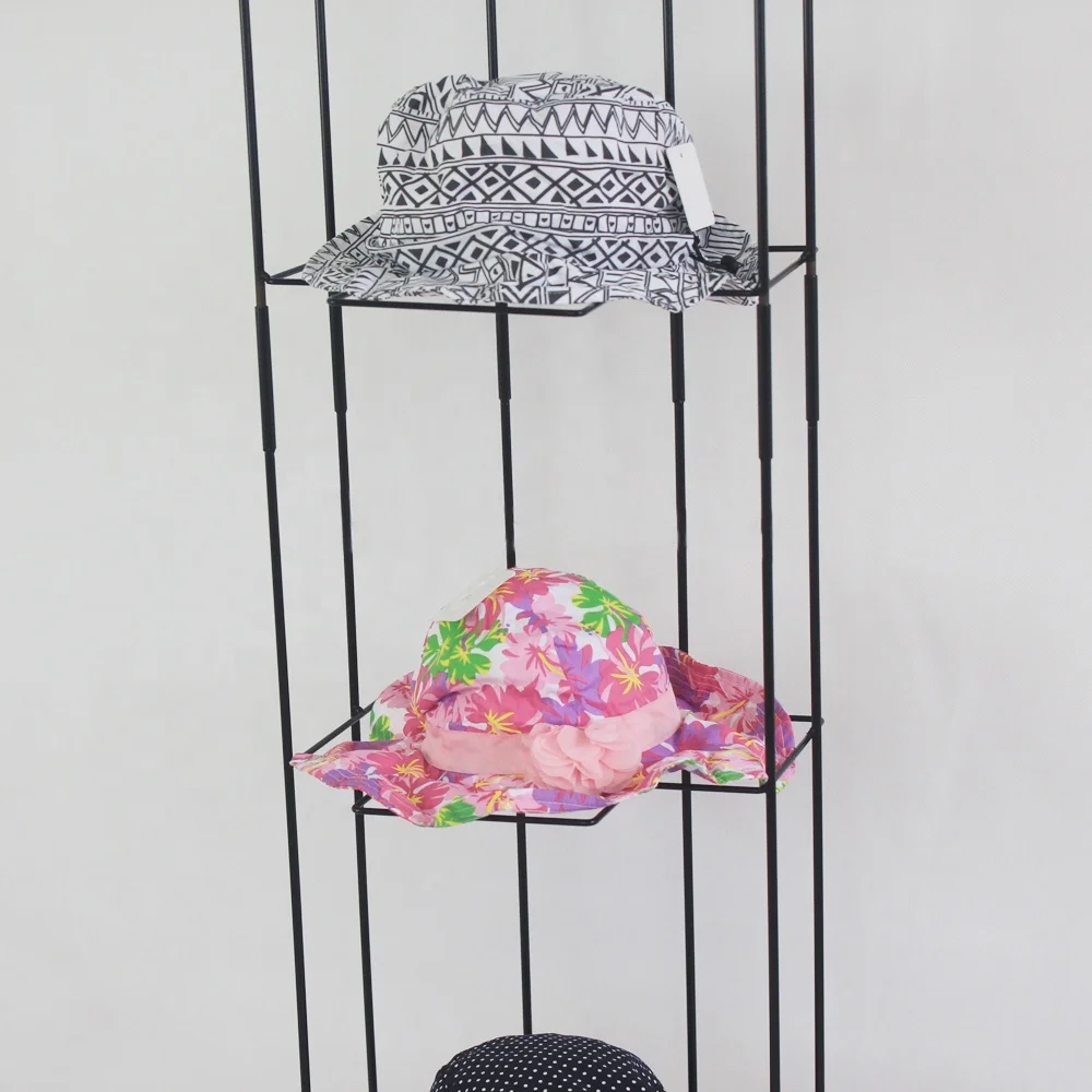 Custom Retail Store Golf Sun Baseball Trucker Cowboy Fitted Fedora Hats Caps Vertical Metal Wire Display Rack Stand Holder