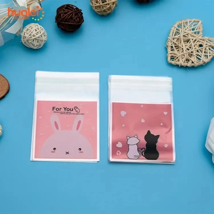 Wholesale Custom Design Printed Self Adhesive Seal BOPP Opp Christmas Plastic Gift Bags For Candies Cookies Candy