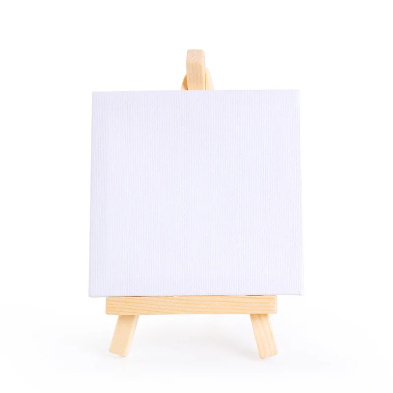 Art Hot Selling 10x10 CM Small Stretched Canvas Wood Mini Display Easel Artist Painting Kit