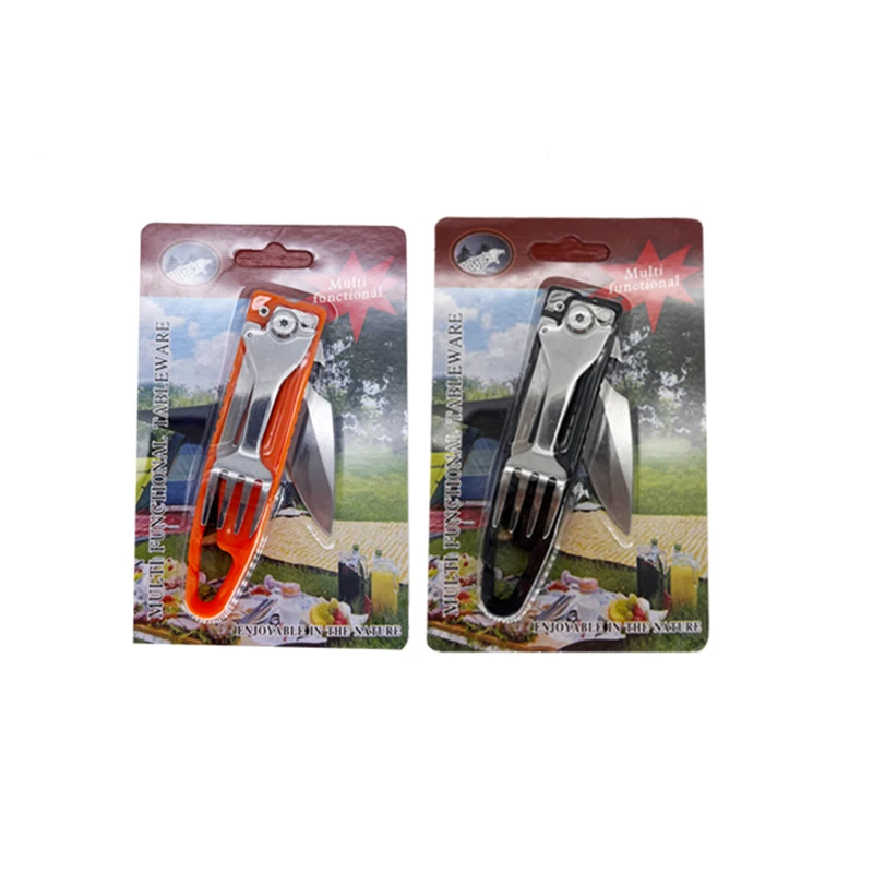 Multi-functional Stainless Steel Outdoor Camping Survival EDC Tool Fork Knife Spoon Bottle/Can Opener Eating tools