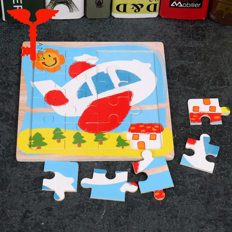 Custom Educational Wooden Cartoon Animals Vehicle Baby Child Plane Puzzles