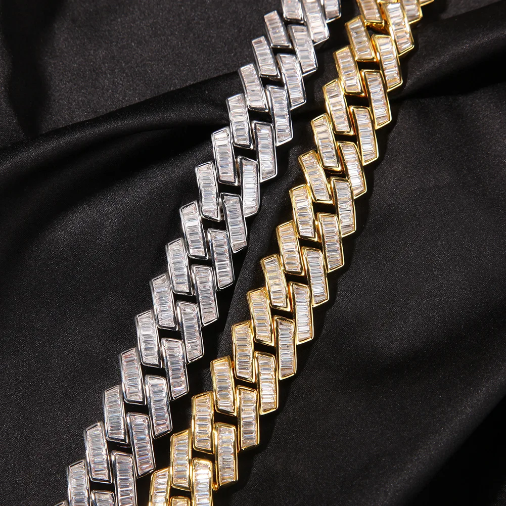 New design Bling Iced Out Full Square Zirconia Miami diamond 6mm stainless steel cuban link chain