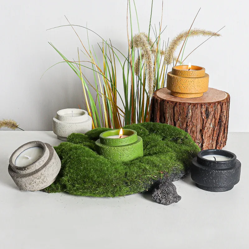 2023 New Luxury Custom Logo Concrete Candle Cup Unique Frosted Candle Holder Bulk Cement Candle Jars for Home Decoration