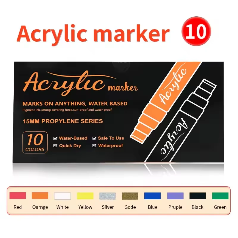 C0955 Paint Markers Jumbo Colored 15mm Felt Tips Acrylic Paint Pens for Rock Painting Stone Ceramic Glass Wood and Canvas Window