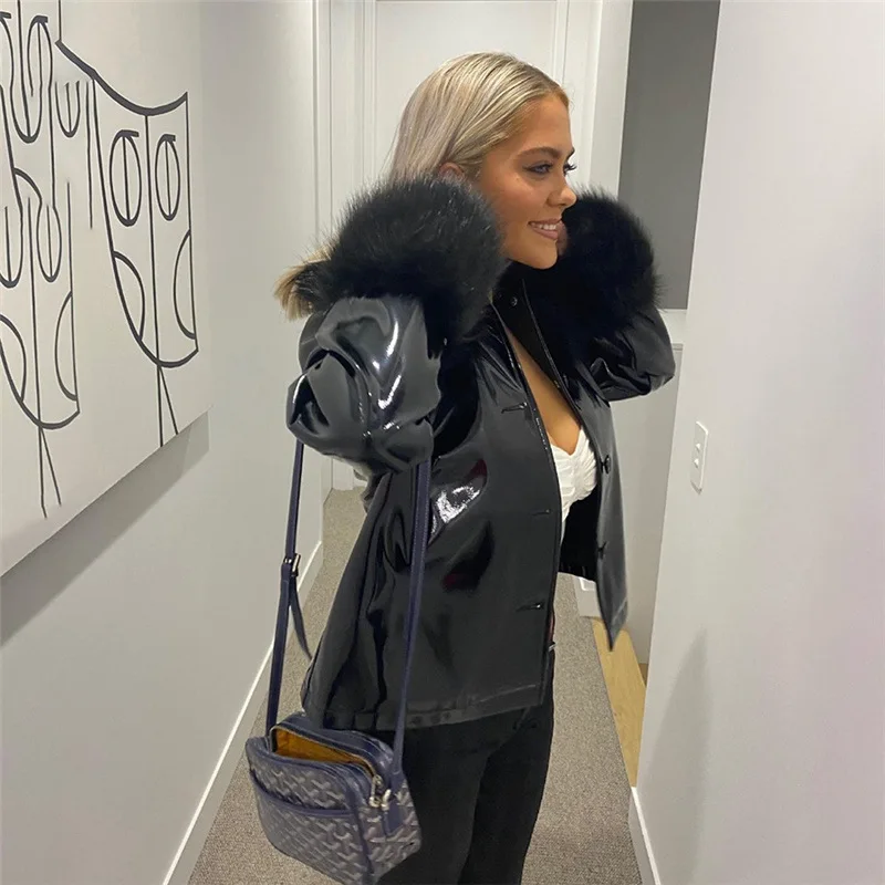 New Customized Fashion Women Winter Fur Pu Jacket Fur Ladies Sexy Coat Outerwear Streetwear Clothing Fall 2021
