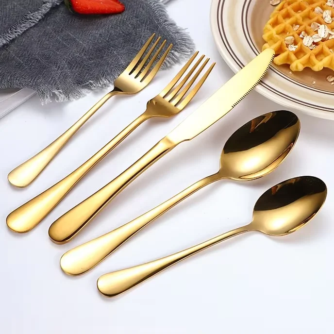 Wholesale Modern Stainless Steel Tableware and Knife Set Gold and Silver Color Sustainable Features for Weddings and Parties