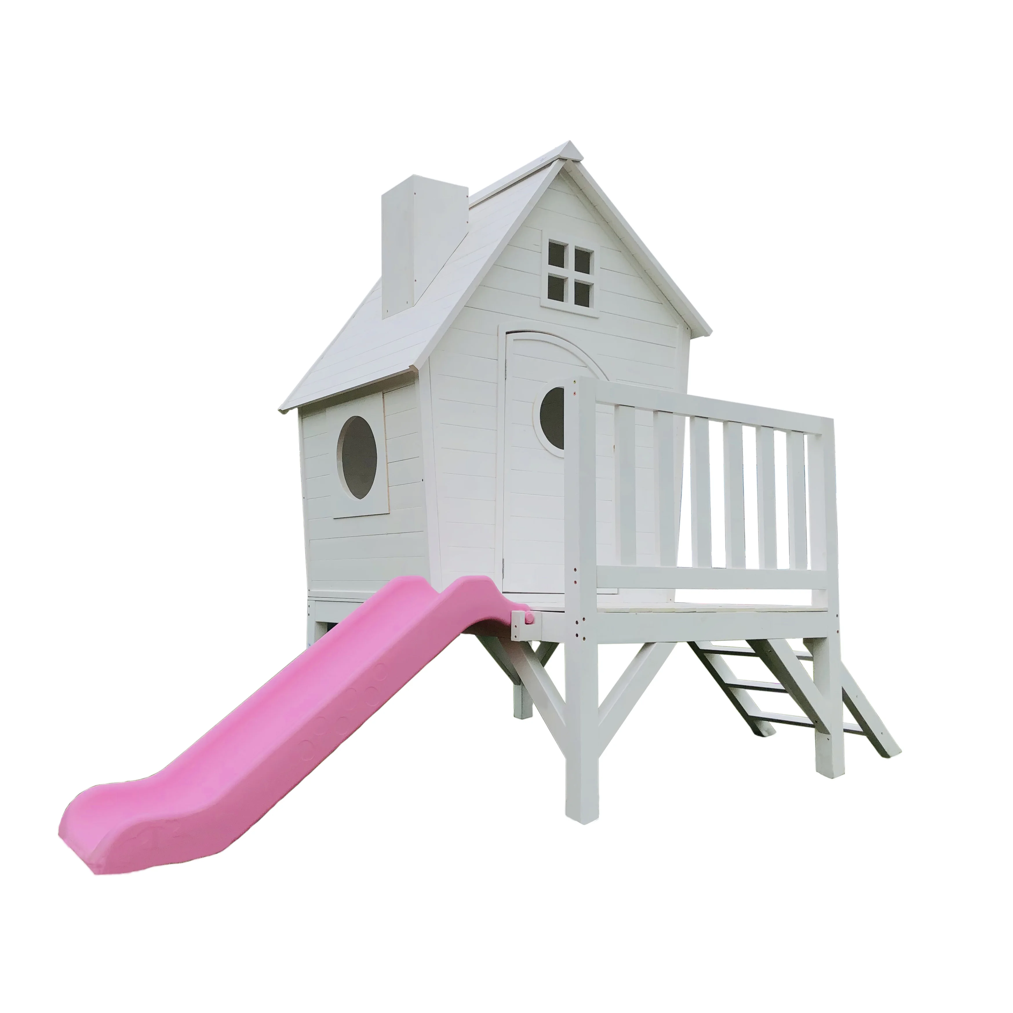 Wood Frame Playhouses outdoor playground home kids and children backyard wooden play swing set with climber