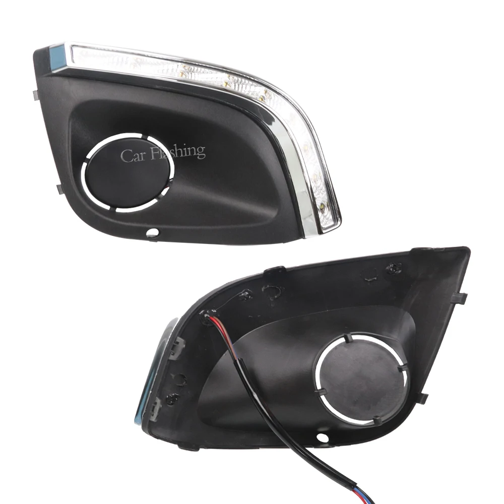 DRL For LADA Kalina 2014 2015 Front Bumper LED Daytime Running Light with Turn Signal Lights Fog Lamp