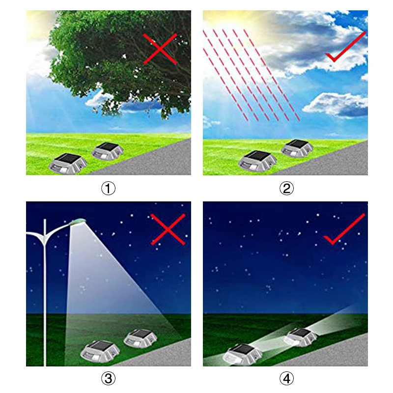 Solar Driveway Light Outdoor Waterproof Aluminum LED Base Lighting Warning Road Sign Applicable to Road Boat and Flat Feet Yard