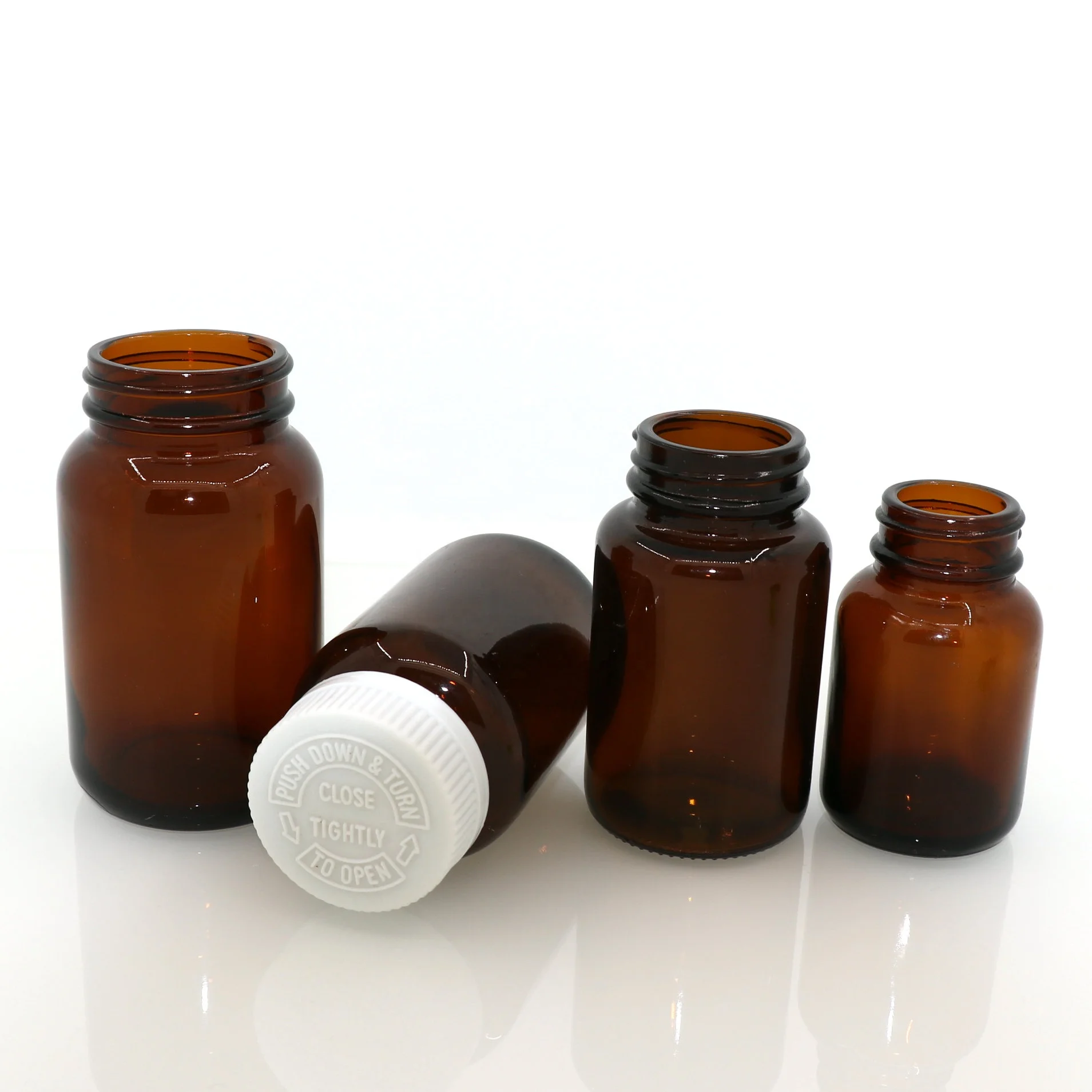 60 75 100 120 150ml/cc wide-mouth empty pharmaceutical glass tablet amber bottle medical pill bottle
