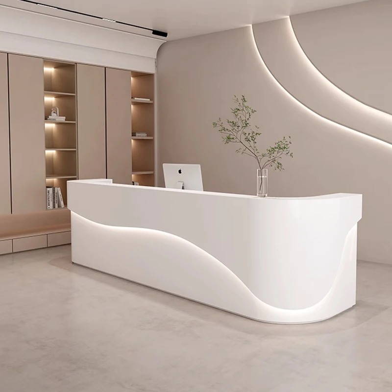 Minimalist White High Quality Reception Desk for Office Clinic Hospital Reception Counter Table for Coffe Shop