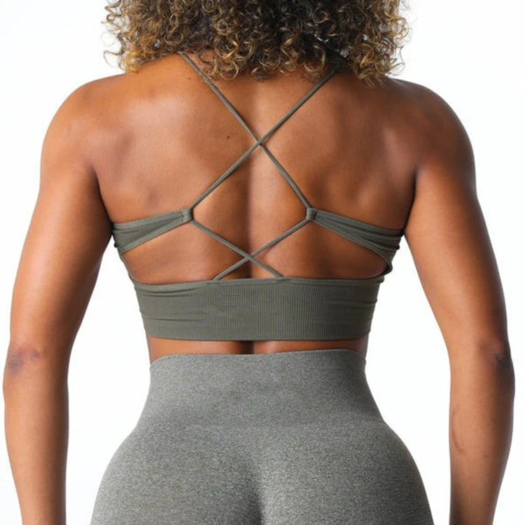 New arrivals women yoga cross back sports bra custom logo high impact gym sports yoga bra for women