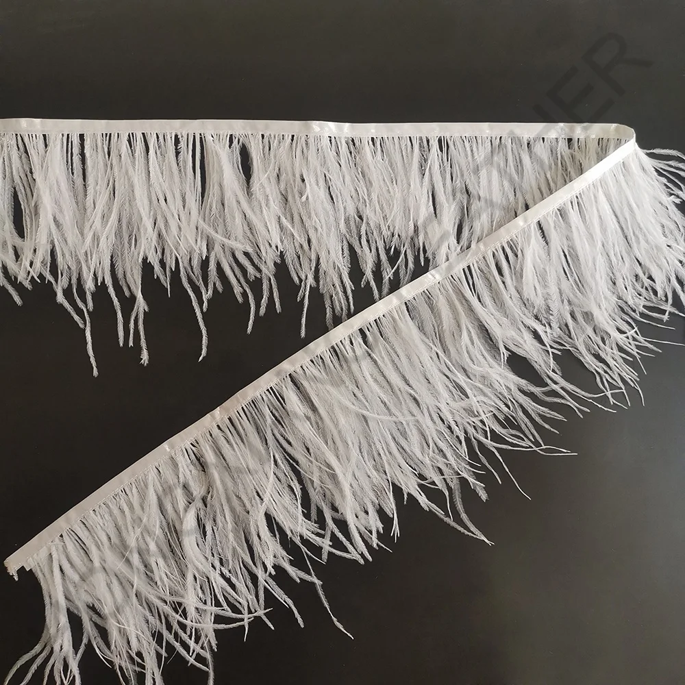 Wholesale 10-15 cm white black solid color Ostrich Feather Trimmings Feather fringe Garment Accessories fabric lace dress