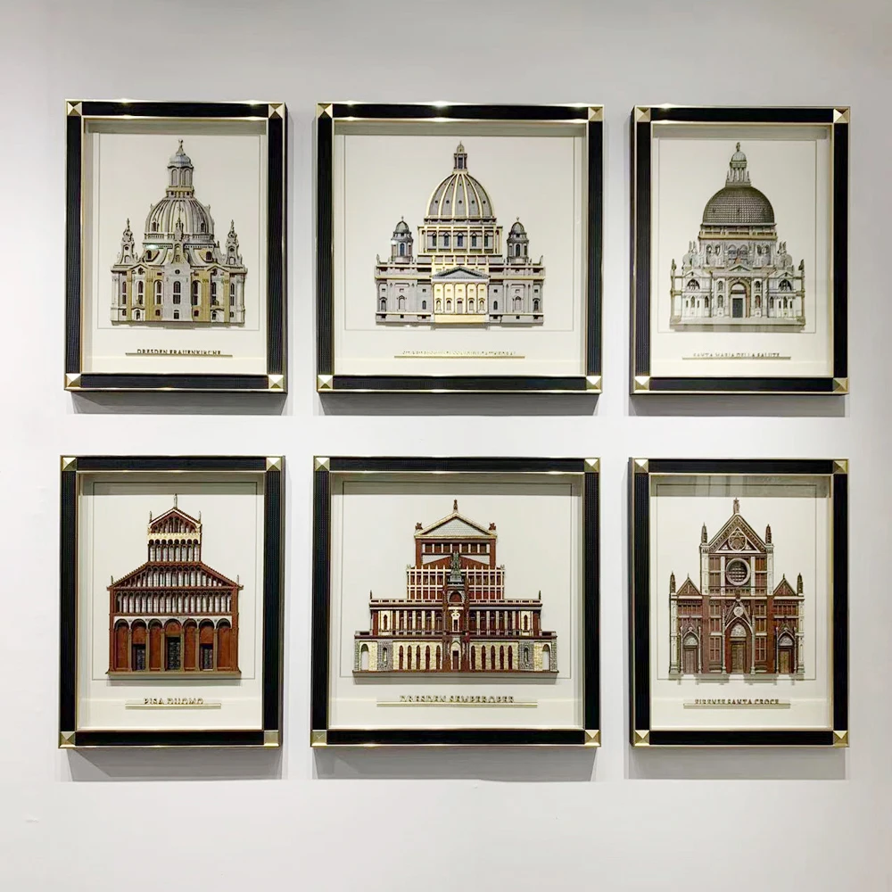 Professional Manufacturer European Architectural Style Square Abstract Artwork Wall Decor Painting 3D Carving Relief Wall Art