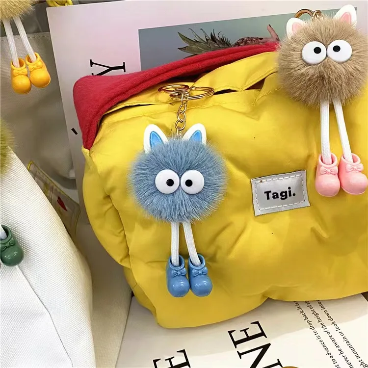 2024 New Products Idea Cute Cartoon Keychain Plush Doll Small Briquettes Bag Pendant Car Key Chain Accessory Small Gift