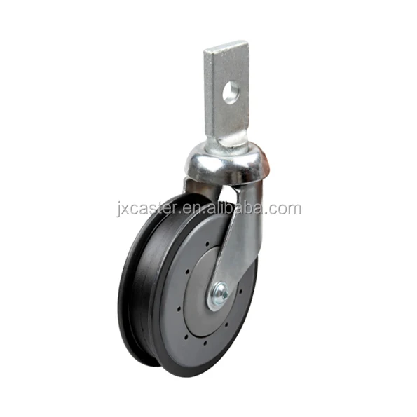 Supermarket 5inch pu flat stem shopping cart casters and wheels