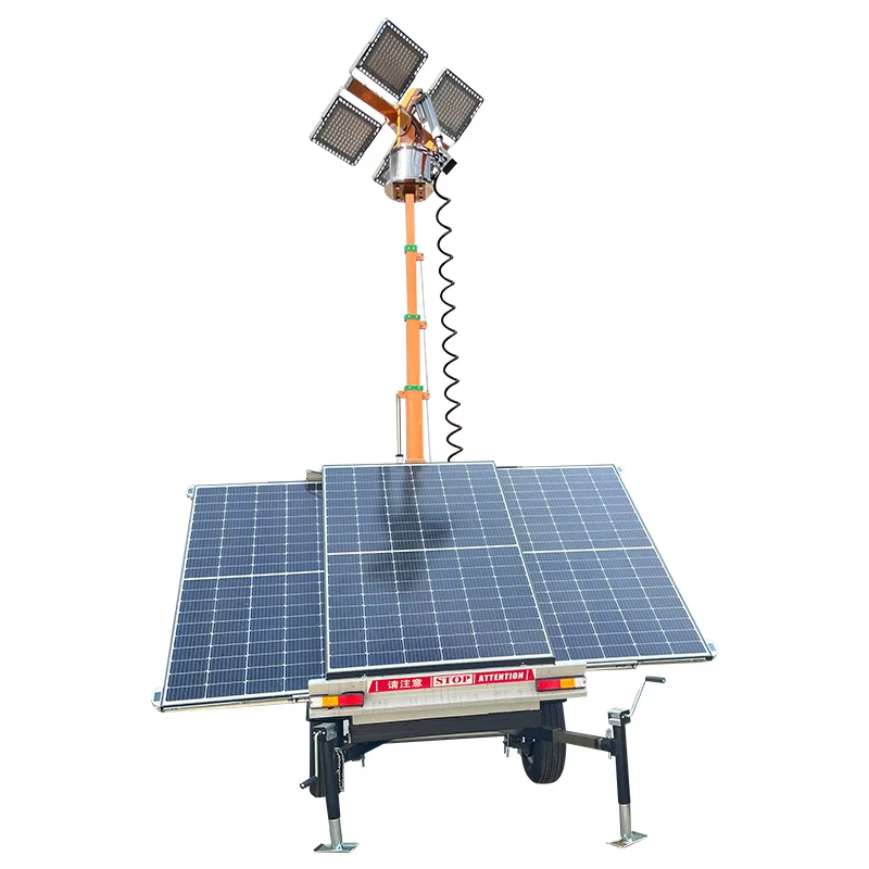 Good Price 8KVA Diesel Trailer Construction Sites Lighting Tools 4 1000 Watt LED Mobile Lifting Light Tower