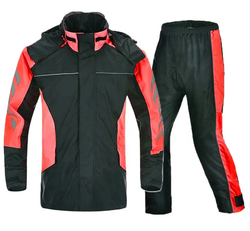  Factory Custom Waterproof Windproof Rainwear Rain Jacket Pants Mens Delivery Club Uniforms for Motor Cycling Clothes Seam