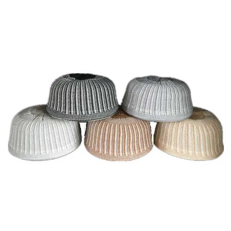 2022 wholesale cheap white boys men muslim baotou hat cap knitting kufi topi crochet taqiyah prayers cap man islamic hijab hat