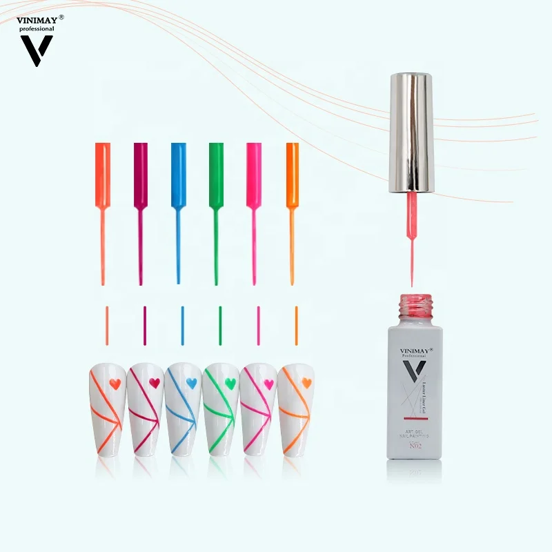 Vinimay EUR Style Glow In The Dark Gel Color Set Led UV Light Lamp Fluorescent Rubber Gel Nail Paint Spider Lining Art Gel
