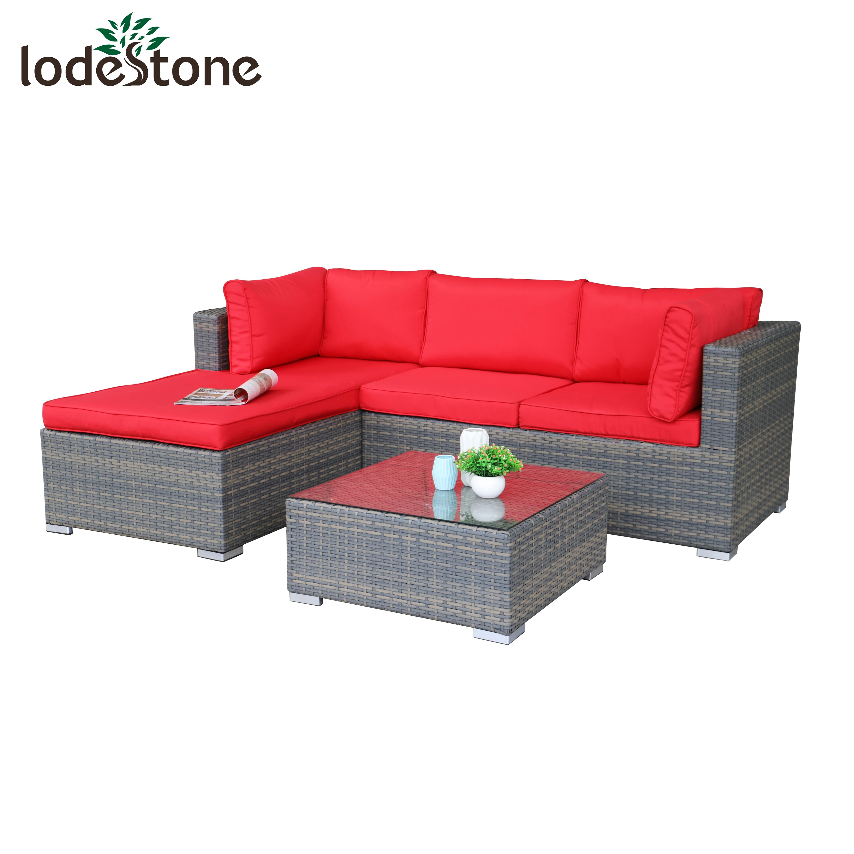3pcs Best selling KD synthetic rattan Wicker Outdoor Corner Sofa Set Garden Sofa