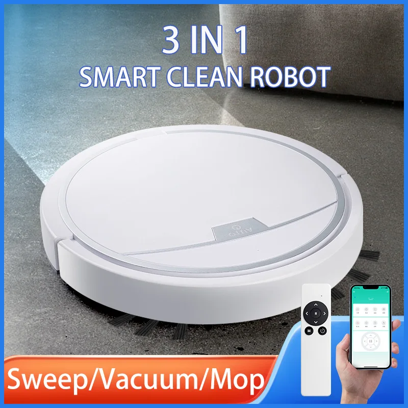 Hot Selling 3-in-1 Wet & Dry Automatic Cleaning Machine Household Sweeping Mop with Intelligent Control USB Battery Power Source
